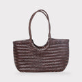 Carmel - Genuine Leather U Shape Handwoven Tote Bag Coffee