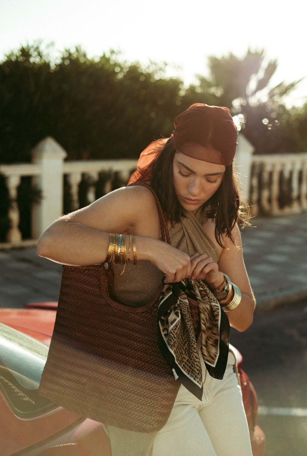 Liv - Handmade Woven Leather Tote Bag Coffee