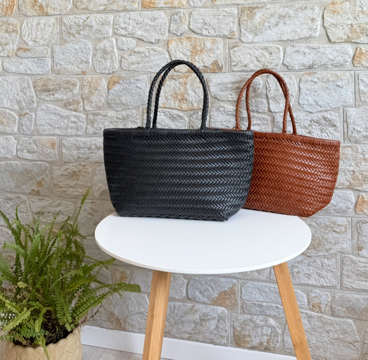Lou - Genuine Leather Tote Bag Caramel Colour