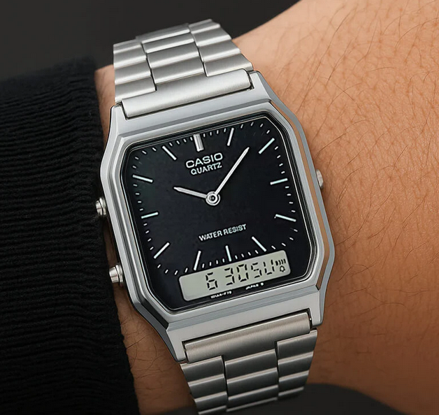 Orologio Casio AQ-230A-1D – Unisex, Digitale e Analogico, Nero
