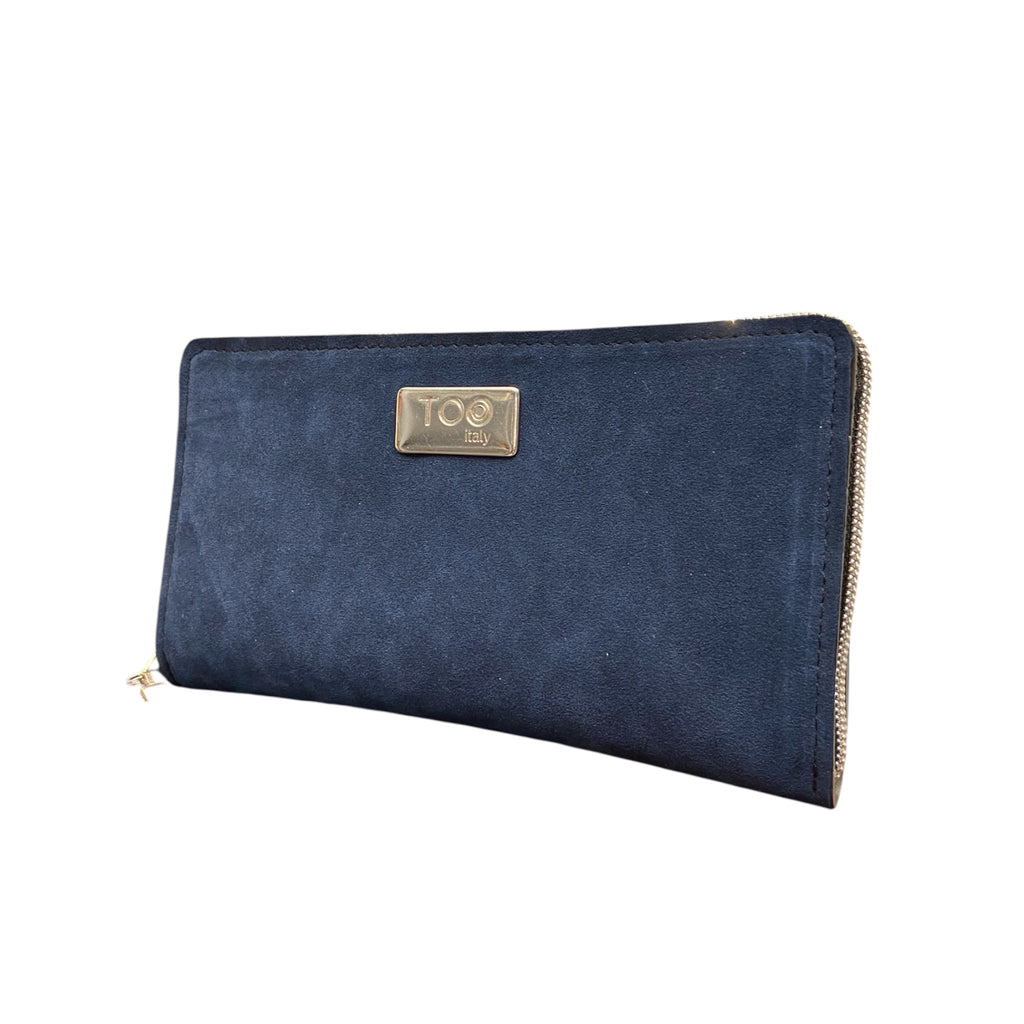 Portafoglio Maxi in Alcantara Blu