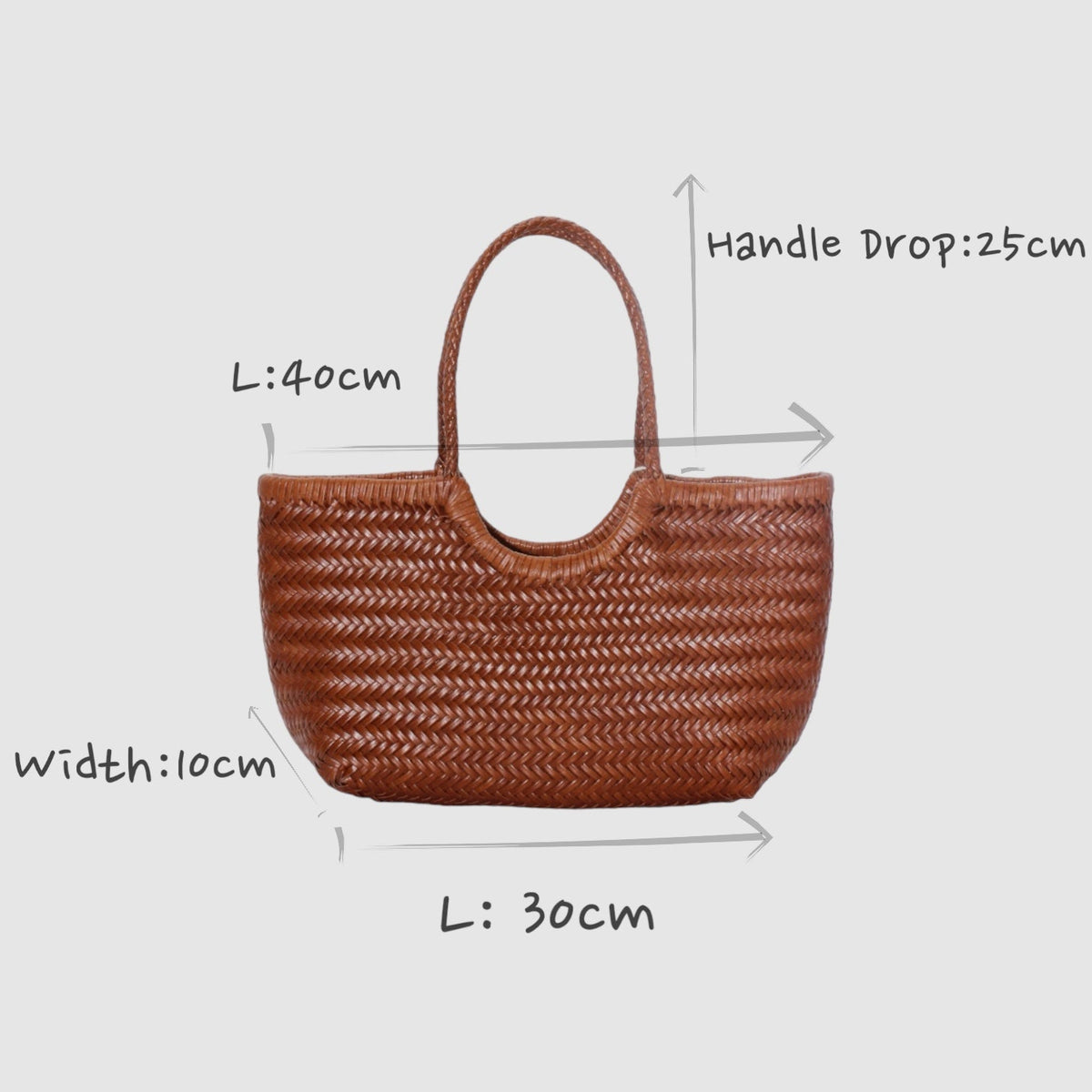 Carmel - Genuine Leather U Shape Handwoven Tote Bag Coffee