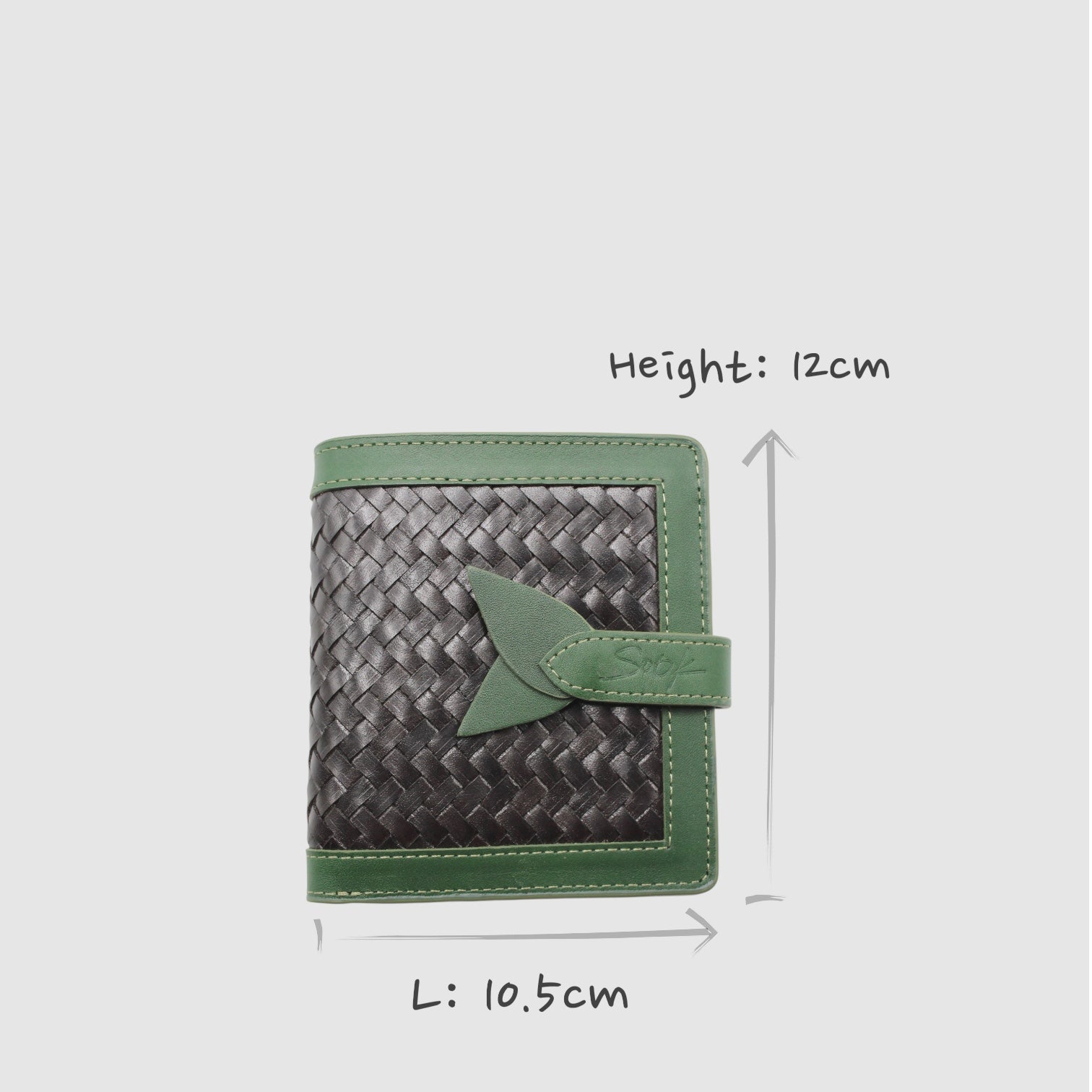 Lumi - Handwoven Leather Short Wallet Green&Dark Coffee