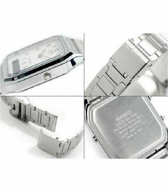 Casio AQ-230A-7B Orologio Vintage Unisex – Digitale Analogico – Dual Time, Crono, Allarme, Acciaio Inossidabile.