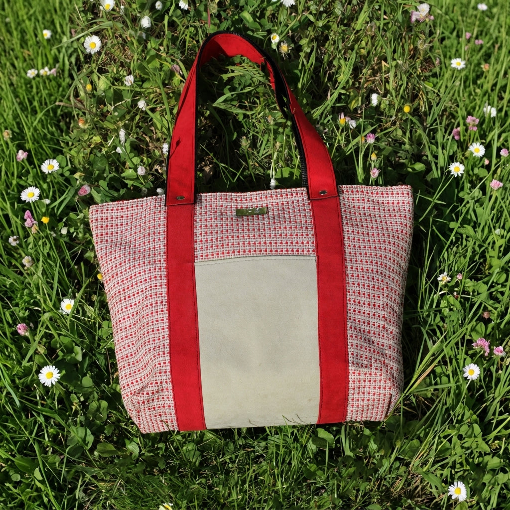 Shopper Tweed Rosso & Alcantara Rossa